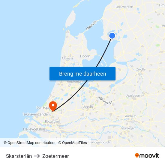 Skarsterlân to Zoetermeer map