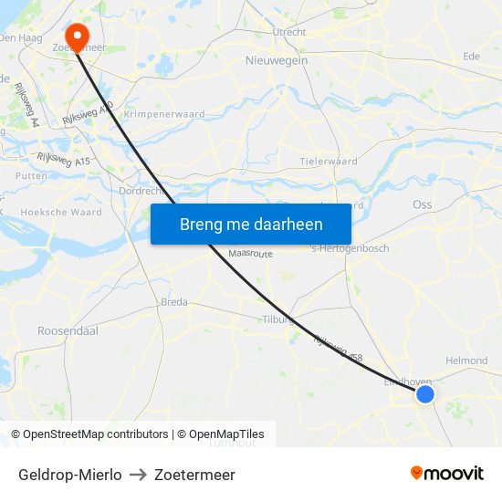 Geldrop-Mierlo to Zoetermeer map