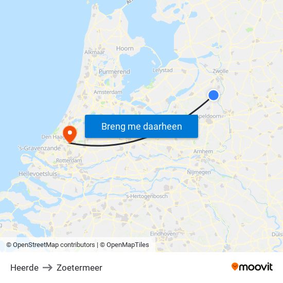 Heerde to Zoetermeer map