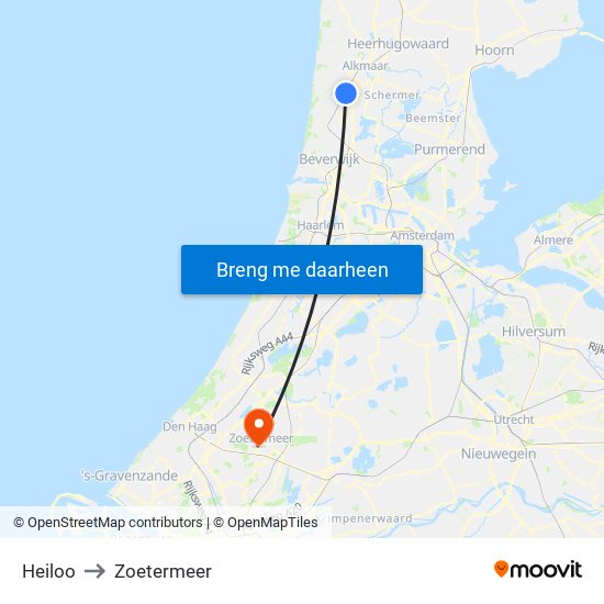 Heiloo to Zoetermeer map