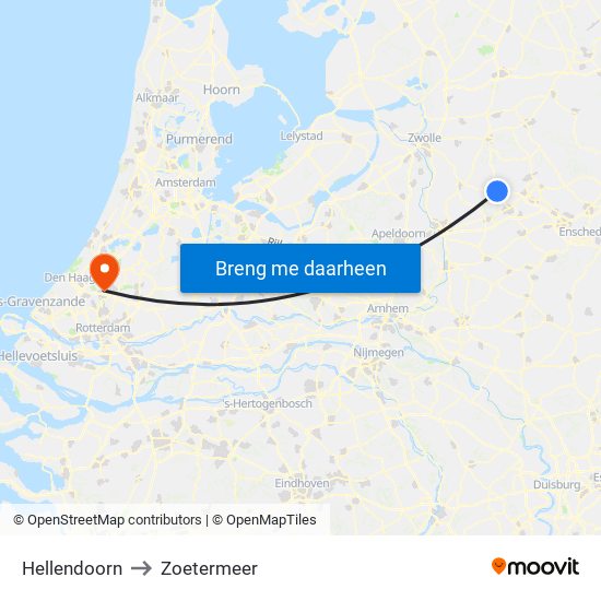 Hellendoorn to Zoetermeer map