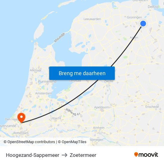 Hoogezand-Sappemeer to Zoetermeer map