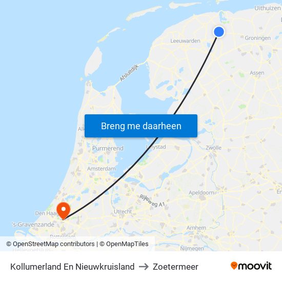 Kollumerland En Nieuwkruisland to Zoetermeer map