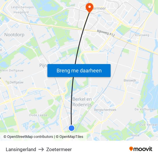 Lansingerland to Zoetermeer map