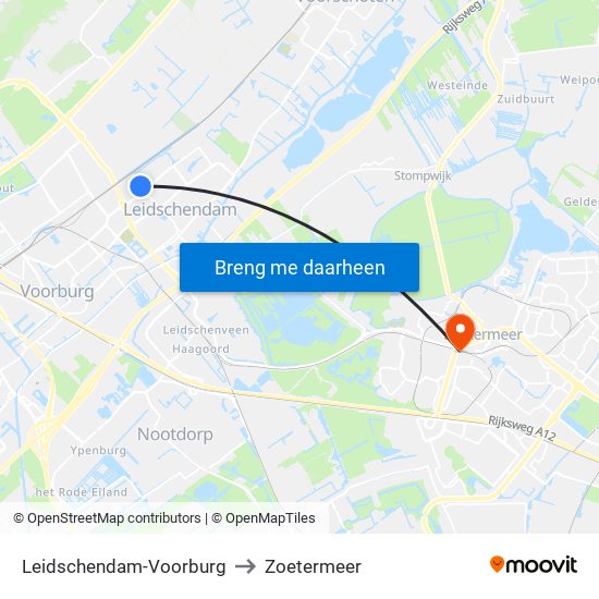 Leidschendam-Voorburg to Zoetermeer map