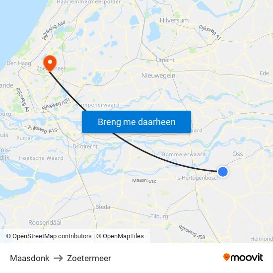 Maasdonk to Zoetermeer map