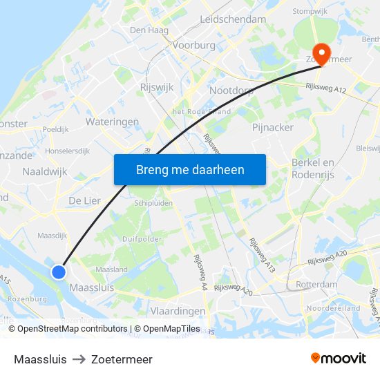 Maassluis to Zoetermeer map