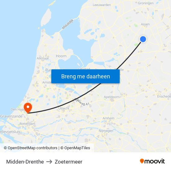 Midden-Drenthe to Zoetermeer map