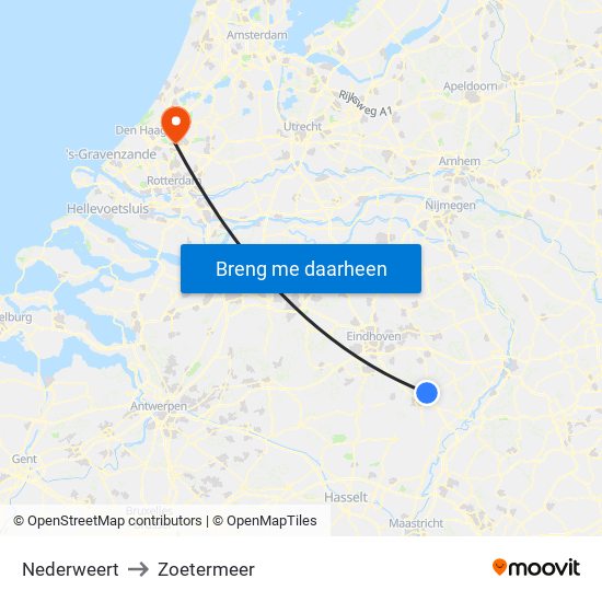 Nederweert to Zoetermeer map