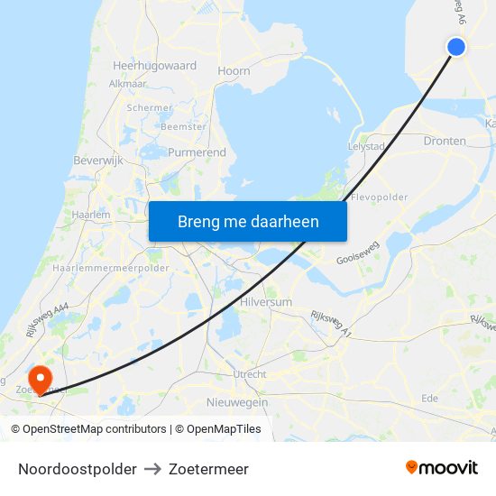 Noordoostpolder to Zoetermeer map