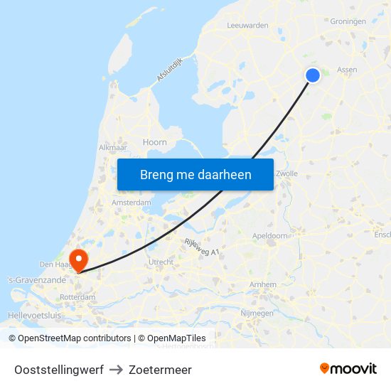 Ooststellingwerf to Zoetermeer map