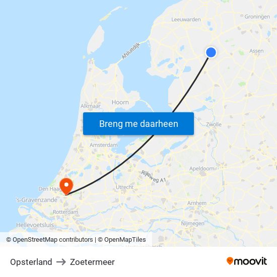 Opsterland to Zoetermeer map