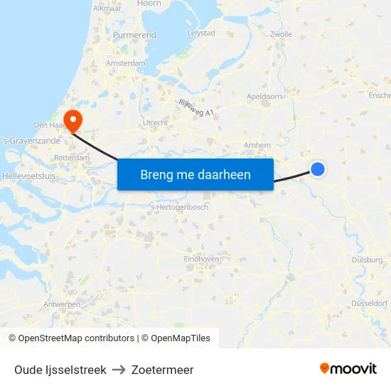 Oude Ijsselstreek to Zoetermeer map