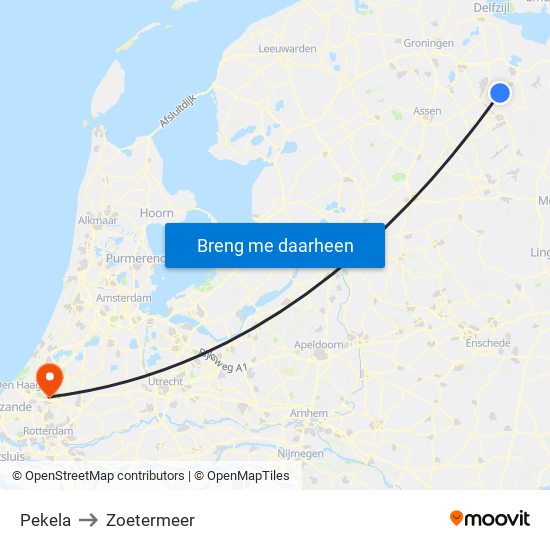 Pekela to Zoetermeer map