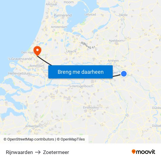 Rijnwaarden to Zoetermeer map