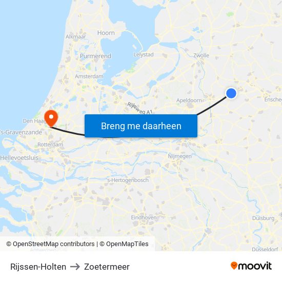 Rijssen-Holten to Zoetermeer map