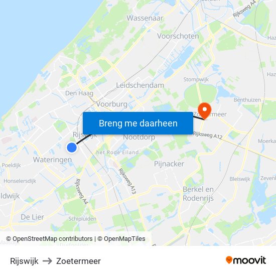 Rijswijk to Zoetermeer map