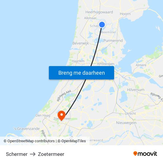 Schermer to Zoetermeer map