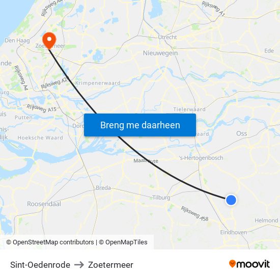 Sint-Oedenrode to Zoetermeer map