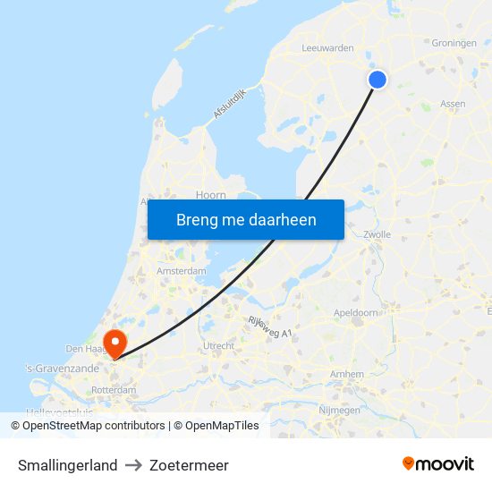 Smallingerland to Zoetermeer map