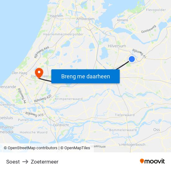 Soest to Zoetermeer map