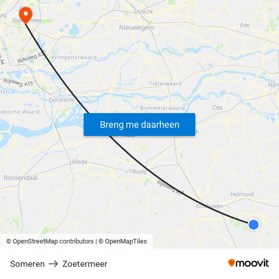 Someren to Zoetermeer map