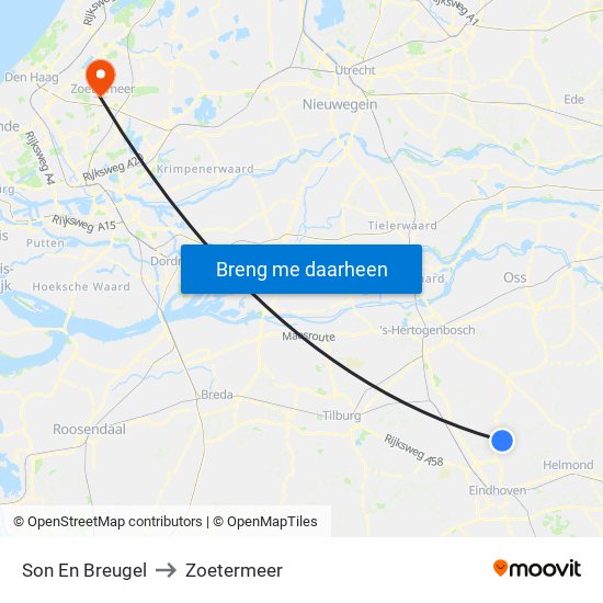 Son En Breugel to Zoetermeer map