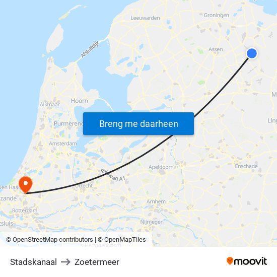 Stadskanaal to Zoetermeer map