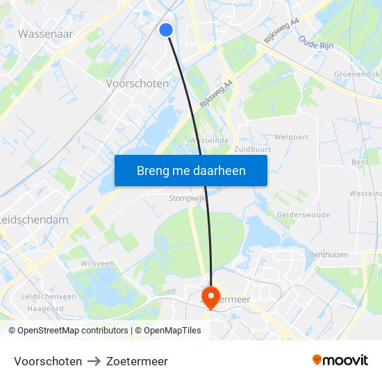 Voorschoten to Zoetermeer map