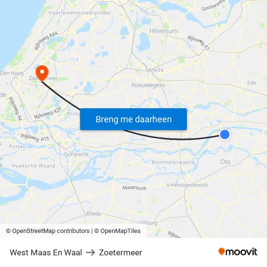 West Maas En Waal to Zoetermeer map
