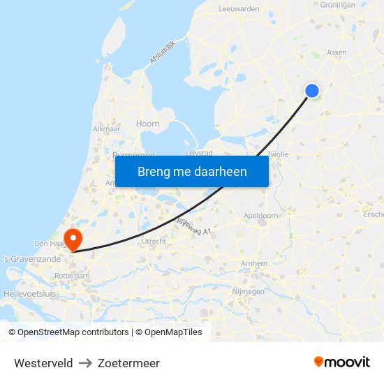 Westerveld to Zoetermeer map