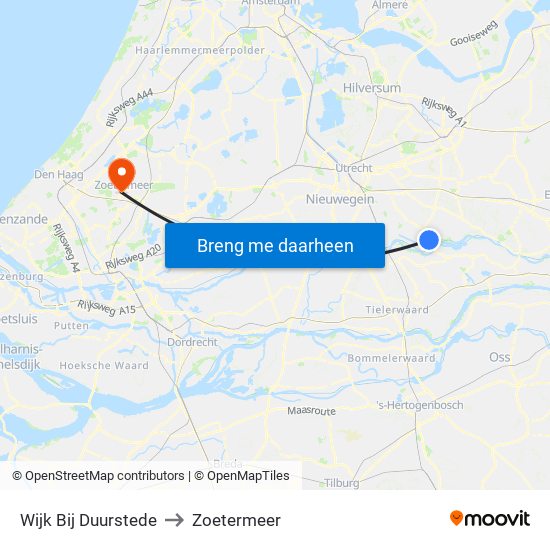 Wijk Bij Duurstede to Zoetermeer map
