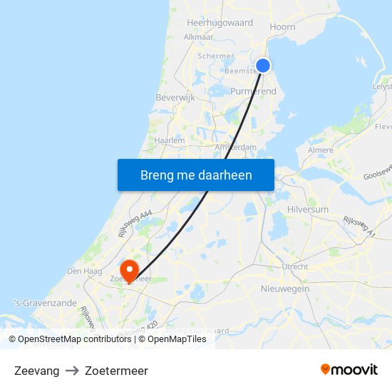 Zeevang to Zoetermeer map