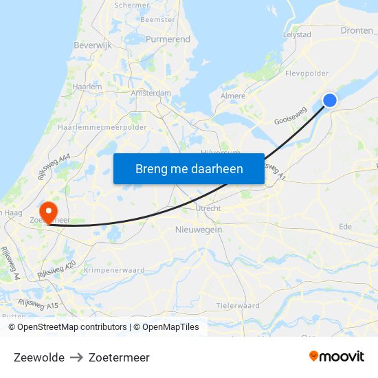 Zeewolde to Zoetermeer map