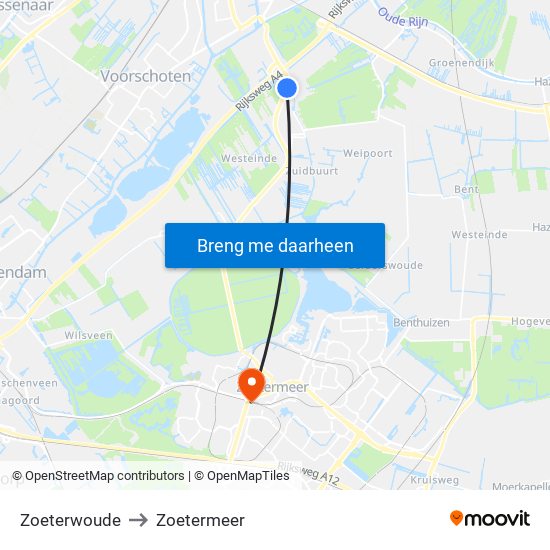 Zoeterwoude to Zoetermeer map