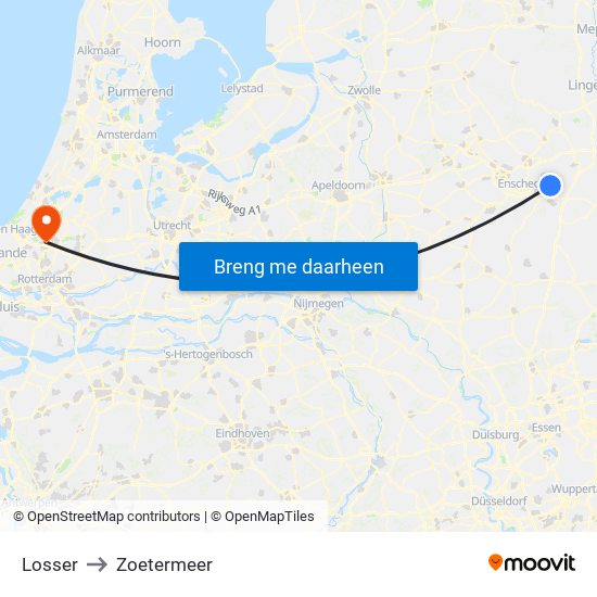 Losser to Zoetermeer map