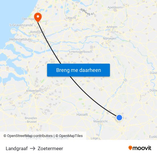 Landgraaf to Zoetermeer map