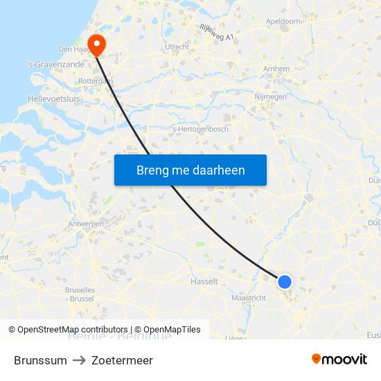 Brunssum to Zoetermeer map