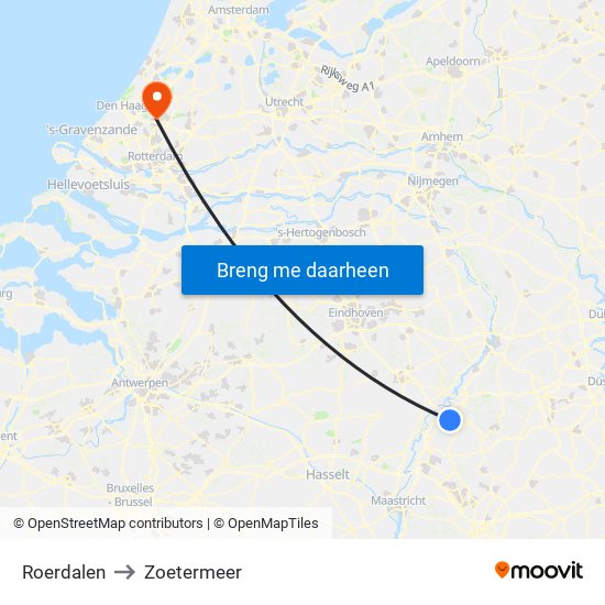 Roerdalen to Zoetermeer map