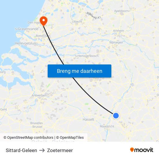 Sittard-Geleen to Zoetermeer map