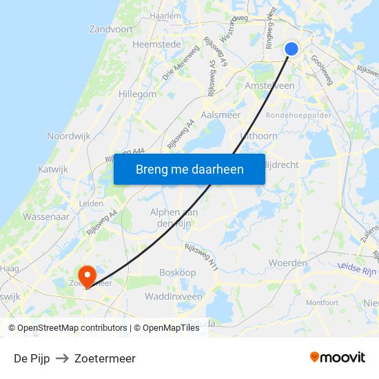 De Pijp to Zoetermeer map