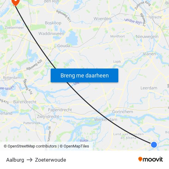 Aalburg to Zoeterwoude map