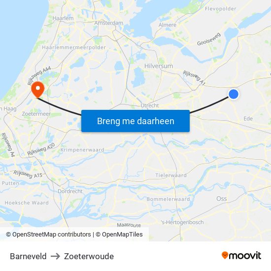 Barneveld to Zoeterwoude map