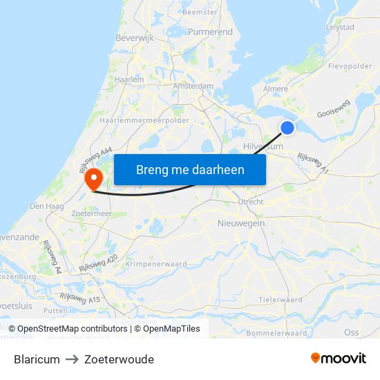Blaricum to Zoeterwoude map