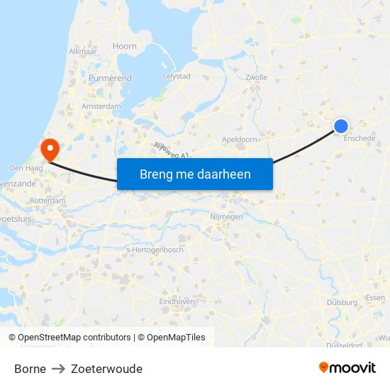 Borne to Zoeterwoude map