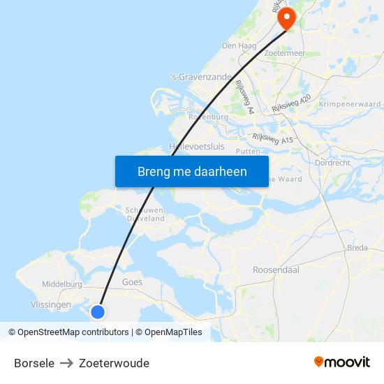 Borsele to Zoeterwoude map