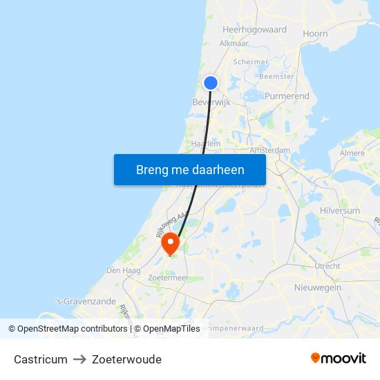 Castricum to Zoeterwoude map