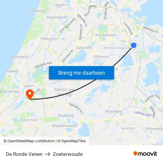 De Ronde Venen to Zoeterwoude map