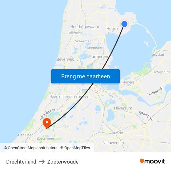 Drechterland to Zoeterwoude map