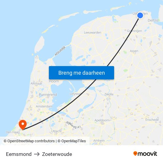 Eemsmond to Zoeterwoude map